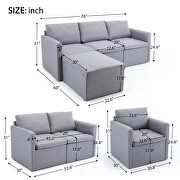 3-seat sofa couch with modern gray linen fabric additional photo 4 of 9