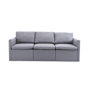 3-seat sofa couch with modern gray linen fabric additional photo 5 of 9