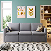 3-seat sofa couch with modern gray linen fabric by La Spezia additional picture 10