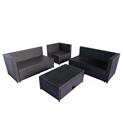 Beige cushioned outdoor patio rattan furniture sectional 4 piece set by La Spezia additional picture 18