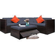 Gray cushioned outdoor patio rattan furniture sectional 4 piece set by La Spezia additional picture 2