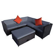 Gray cushioned outdoor patio rattan furniture sectional 4 piece set by La Spezia additional picture 11