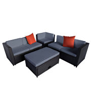 Gray cushioned outdoor patio rattan furniture sectional 4 piece set by La Spezia additional picture 13