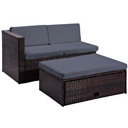 Gray cushioned outdoor patio rattan furniture sectional 4 piece set by La Spezia additional picture 6