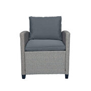 6-piece outdoor gray rattan wicker set patio garden backyard sofa, chair, stools and table by La Spezia additional picture 3