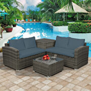 4 pcs outdoor cushioned pe rattan wicker sectional sofa set additional photo 3 of 18