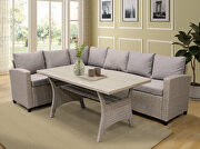 All-weather sectional sofa set with table and brown soft cushions additional photo 4 of 7