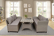 All-weather sectional sofa set with table and brown soft cushions additional photo 5 of 7