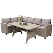 All-weather sectional sofa set with table and brown soft cushions by La Spezia additional picture 6