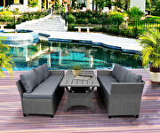 All-weather sectional sofa set with table and gray soft cushions additional photo 2 of 8