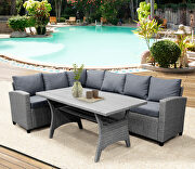 All-weather sectional sofa set with table and gray soft cushions additional photo 3 of 8