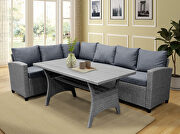 All-weather sectional sofa set with table and gray soft cushions additional photo 4 of 8