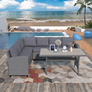 All-weather sectional sofa set with table and gray soft cushions by La Spezia additional picture 9