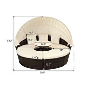 Round outdoor sectional sofa set rattan daybed sunbed with retractable canopy by La Spezia additional picture 2