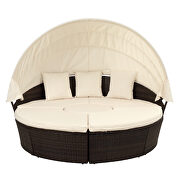 Round outdoor sectional sofa set rattan daybed sunbed with retractable canopy additional photo 4 of 18