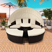 Round outdoor sectional sofa set rattan daybed sunbed with retractable canopy by La Spezia additional picture 6