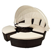 Round outdoor sectional sofa set rattan daybed sunbed with retractable canopy by La Spezia additional picture 7