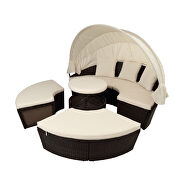 Round outdoor sectional sofa set rattan daybed sunbed with retractable canopy by La Spezia additional picture 10