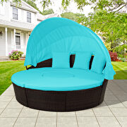 Round outdoor sectional sofa set rattan daybed sunbed with retractable canopy by La Spezia additional picture 11