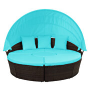 Round outdoor sectional sofa set rattan daybed sunbed with retractable canopy additional photo 3 of 18