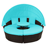Round outdoor sectional sofa set rattan daybed sunbed with retractable canopy by La Spezia additional picture 4