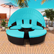 Round outdoor sectional sofa set rattan daybed sunbed with retractable canopy by La Spezia additional picture 8