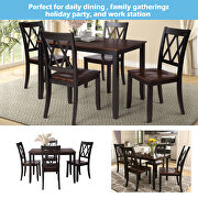 Black/ cherry 5-piece dining table set home kitchen table and chairs wood dining set by La Spezia additional picture 17