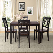 Black/ cherry 5-piece dining table set home kitchen table and chairs wood dining set by La Spezia additional picture 18