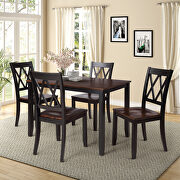 Black/ cherry 5-piece dining table set home kitchen table and chairs wood dining set by La Spezia additional picture 20