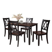 Black/ cherry 5-piece dining table set home kitchen table and chairs wood dining set by La Spezia additional picture 9