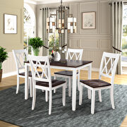 White/ cherry 5-piece dining table set home kitchen table and chairs wood dining set by La Spezia additional picture 12