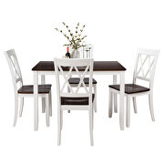 White/ cherry 5-piece dining table set home kitchen table and chairs wood dining set by La Spezia additional picture 5