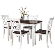 White/ cherry 5-piece dining table set home kitchen table and chairs wood dining set by La Spezia additional picture 6
