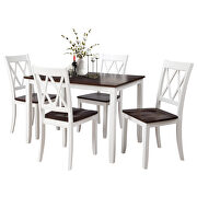 White/ cherry 5-piece dining table set home kitchen table and chairs wood dining set by La Spezia additional picture 7
