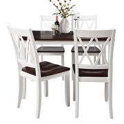 White/ cherry 5-piece dining table set home kitchen table and chairs wood dining set by La Spezia additional picture 9