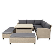 6-piece patio furniture set outdoor wicker rattan sectional sofa with table and benches additional photo 2 of 18