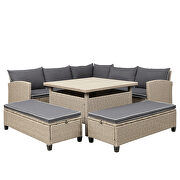 6-piece patio furniture set outdoor wicker rattan sectional sofa with table and benches by La Spezia additional picture 7