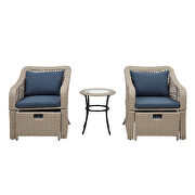 Brown rattan/ navy cushions outdoor conversation 5 piece set additional photo 2 of 19