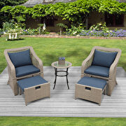 Brown rattan/ navy cushions outdoor conversation 5 piece set by La Spezia additional picture 18