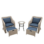 Brown rattan/ navy cushions outdoor conversation 5 piece set by La Spezia additional picture 20