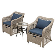 Brown rattan/ navy cushions outdoor conversation 5 piece set additional photo 3 of 19