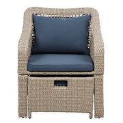 Brown rattan/ navy cushions outdoor conversation 5 piece set additional photo 4 of 19