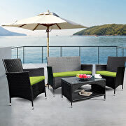 8 pcs patio furniture outdoor garden conversation wicker sofa set, green cushions/ black wicker by La Spezia additional picture 12