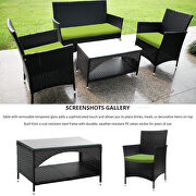 8 pcs patio furniture outdoor garden conversation wicker sofa set, green cushions/ black wicker by La Spezia additional picture 18