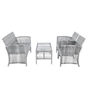 Gray rattan + beige cushion chair, sofa and table patio 8 piece set additional photo 2 of 19