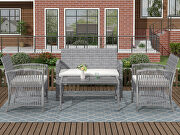 Gray rattan + beige cushion chair, sofa and table patio 8 piece set by La Spezia additional picture 15