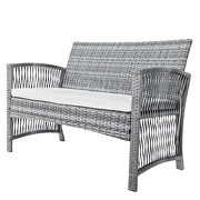 Gray rattan + beige cushion chair, sofa and table patio 8 piece set by La Spezia additional picture 16