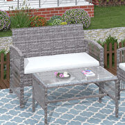 Gray rattan + beige cushion chair, sofa and table patio 8 piece set by La Spezia additional picture 18