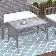 Gray rattan + beige cushion chair, sofa and table patio 8 piece set by La Spezia additional picture 20