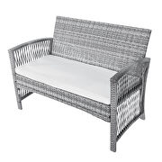 Gray rattan + beige cushion chair, sofa and table patio 8 piece set additional photo 5 of 19